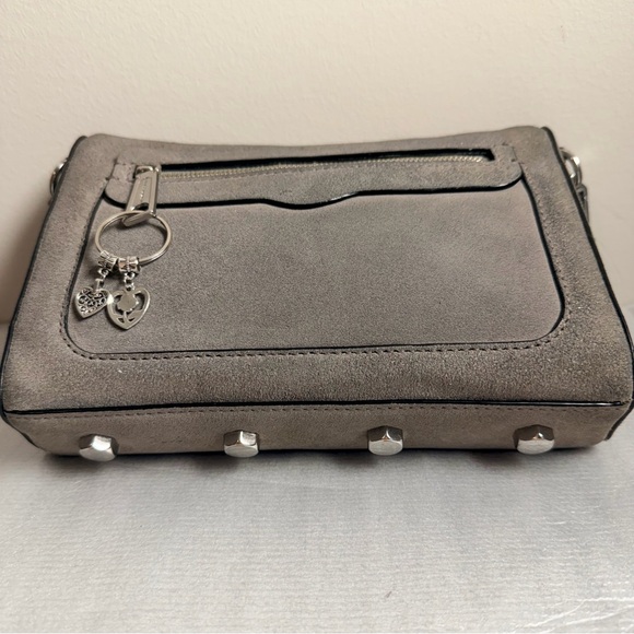 Rebecca Minkoff Gray Suede Crossbody Bag w/ Chain Strap & Heart Charm - Picture 7 of 10